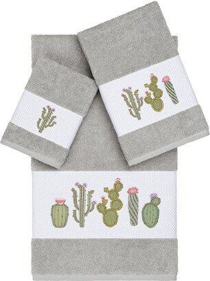 Mila 3-Piece Embellished Towel Set - Light Grey