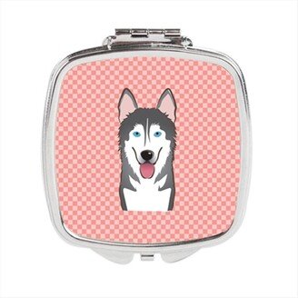 BB1218SCM Checkerboard Pink Alaskan Malamute Compact Mirror, 2.75 x 3 x .3 In.