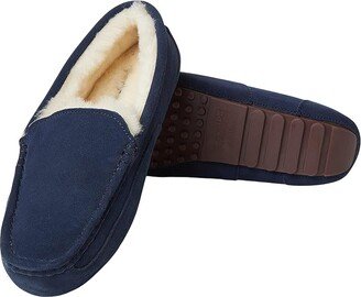 FIRESIDE by Dearfoams Melbourne Genuine Shearling Moccasin (Navy) Men's Slippers