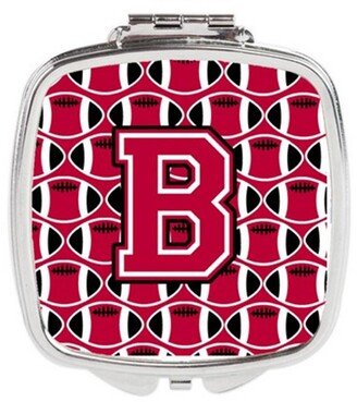 CJ1079-BSCM Letter B Football Crimson & White Compact Mirror