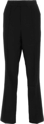 Elasticated Straight-Leg Tailored-Cut Trousers