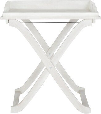Outdoor Living Covina Antiqued White Acacia Wood Folding Tray Table - 18.9