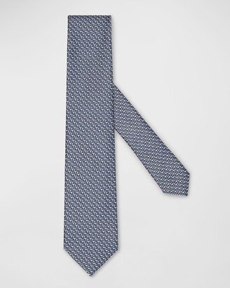 Men's Micro-Geometric Jacquard Silk Tie