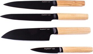 Ron 4Pc Knife Set with Natural Wood Handle, 4 knives