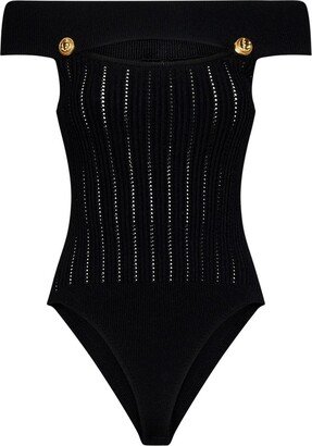 Openwork Knitted Bodysuit-AA