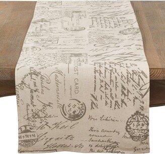 Saro Lifestyle Old Fashioned Vintage Script Print Design Everyday Table Runner, Natural,