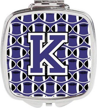 CJ1068-KSCM Letter K Football Purple & White Compact Mirror