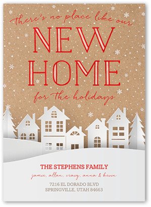 Christmas Cards: Snowy Suburbs Moving Announcement, Beige, 5X7, Standard Smooth Cardstock, Square