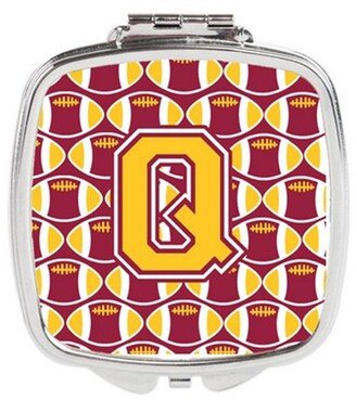 CJ1081-QSCM Letter Q Football Maroon & Gold Compact Mirror