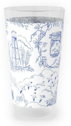 Outdoor Pint Glasses: Country Living Toile - Blue Outdoor Pint Glass, Blue