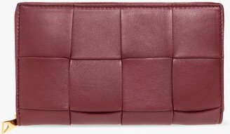 Wallet With Intreccio Weave - Burgundy