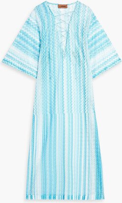 Lace-up crochet-knit kaftan