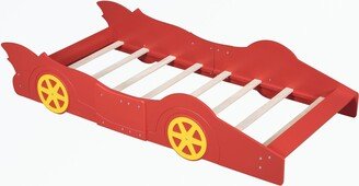 Twin Size Race Car-Shaped Platform Bed with Wheels