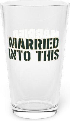 Packer Football16 Oz Pint Glass | Green Bay Married Into This Football Sports Barware - Tailgate Drinkware