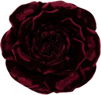 Rose-Applique Detailed Velour Brooch