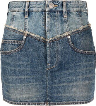 Two-Tone Panelled Denim Miniskirt