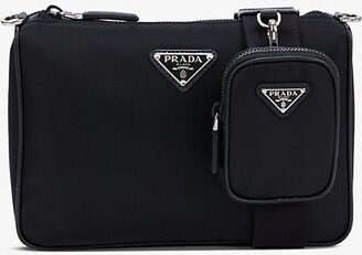 Mens Nero Branded-plaque Zipped Recycled-polyamide Cross-body bag
