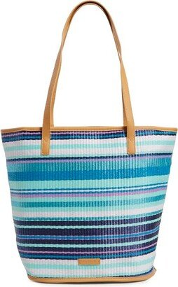 Women' Straw Straw Bucket Tote Bag Spring Mint Stripe