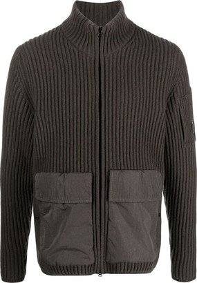 Lens-detail zip-up jumper