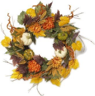 26In Diameter Harvest Wreath With Pumpkin And Berry Accents