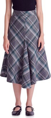 Plaid A-Line Midi Skirt