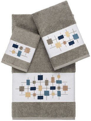 Khloe 3-Piece Embellished Towel Set - Dark Grey