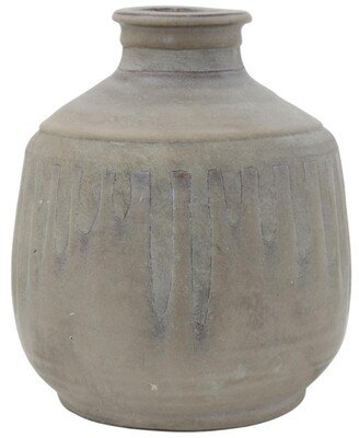 Terracotta Vase with 2-Tone Reactive Glaze, Green