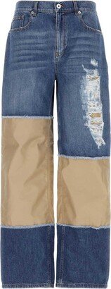 Distressed Panelled Straight Leg Jeans-AA