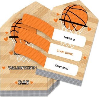 Big Dot of Happiness Nothin' But Net - Basketball - Cards for Kids - Happy Valentine's Day Pull Tabs - Set of 12