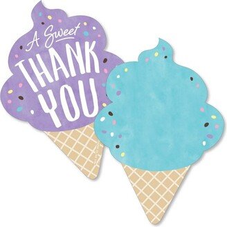 Big Dot of Happiness Scoop Up the Fun - Ice Cream - Shaped Thank You Cards - Sprinkles Party Thank You Note Cards with Envelopes - Set of 12