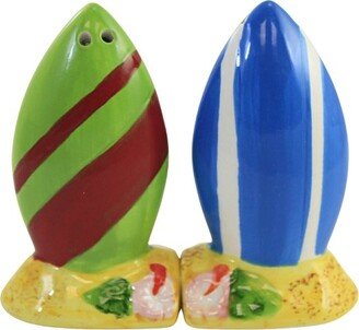 Beachcombers Coastal Life Tabletop Surf Board Salt And Pepper Set - One Set Of Salt And Pepper Shakers 3.25 Inches - Ocean Beach Swimming - B23917 - Ceramic