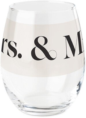 Stemless Wine Glasses: Mrs & Mrs Printed Wine Glass, Printed Wine, Set Of 1, Multicolor