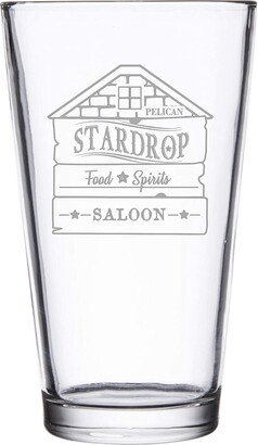 Stardrop Saloon Rustic Bar Food Game Parody Sign Logo - Laser Engraved Pint Glasses For Beer, 16 Oz Stein