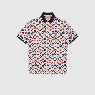 Square G print cotton piquet polo