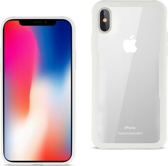 Reiko iPhone X/iPhone XS Hard Glass TPU Case with Tempered Glass Screen Protector in Clear White