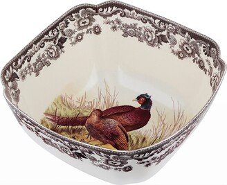 Woodland Pheasant Deep Square Serving Bowl