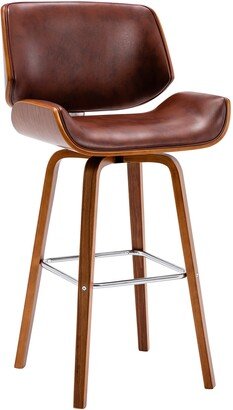 Porthos Home Ori Swivel Counter Stool, PU Leather, Wooden Legs with Footrest