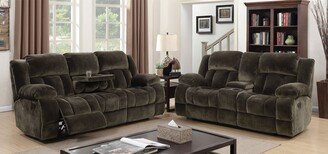 Ric Transitional Brown Fabric 2-Piece Reclining Sofa Set