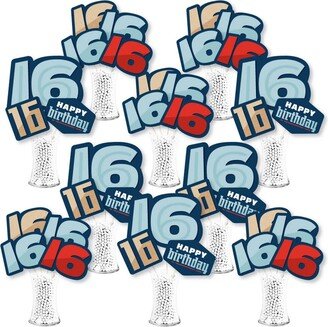 Big Dot Of Happiness Boy 16th Birthday - Centerpiece Sticks - Showstopper Table Toppers - 35 Pc