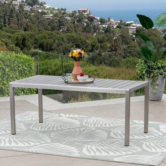 Cape Coral Rectangular Aluminum and Faux Wood Dining Table - Gray