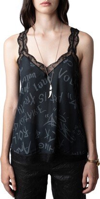 Chou Manifesto Print Lace Edge Camisole