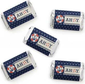 Big Dot Of Happiness Ahoy - Nautical - Mini Candy Bar Wrapper Stickers - Party Small Favors - 40 Ct