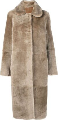 Single-Breasted Reversible Shearling Coat-AA