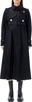 Belted Waist Pleated Trench Coat