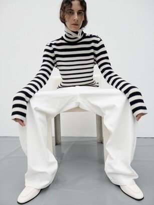 Striped Recycled-cashmere Roll Neck Jumper