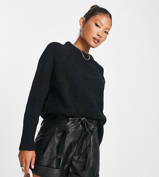 ASOS DESIGN Petite relaxed crew neck sweater in black