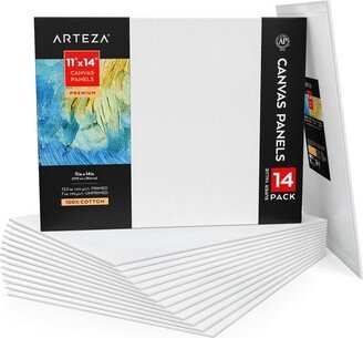 Arteza Canvas Panels, Premium, White, 11x14, Blank Canvas Boards for Painting - 14 Pack