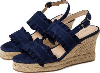 Rosie Ruffle Wedge (Midnight Navy) Women's Shoes