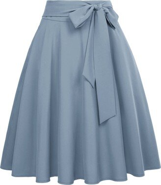 Belle Poque Women's Blue Gray Skirts 2023 High Waisted Midi Flare Skirt XL