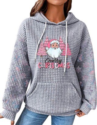 Generic Women's Christmas Printed Hooded Sweatshirt Top Women Sweatshirt (Grey #1